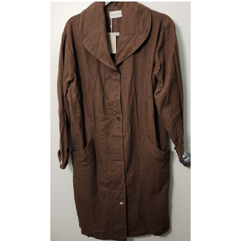 Yoli & Otis NWT 100% Linen Button Front Shacket Duster Cardigan US6 Shawl Collar